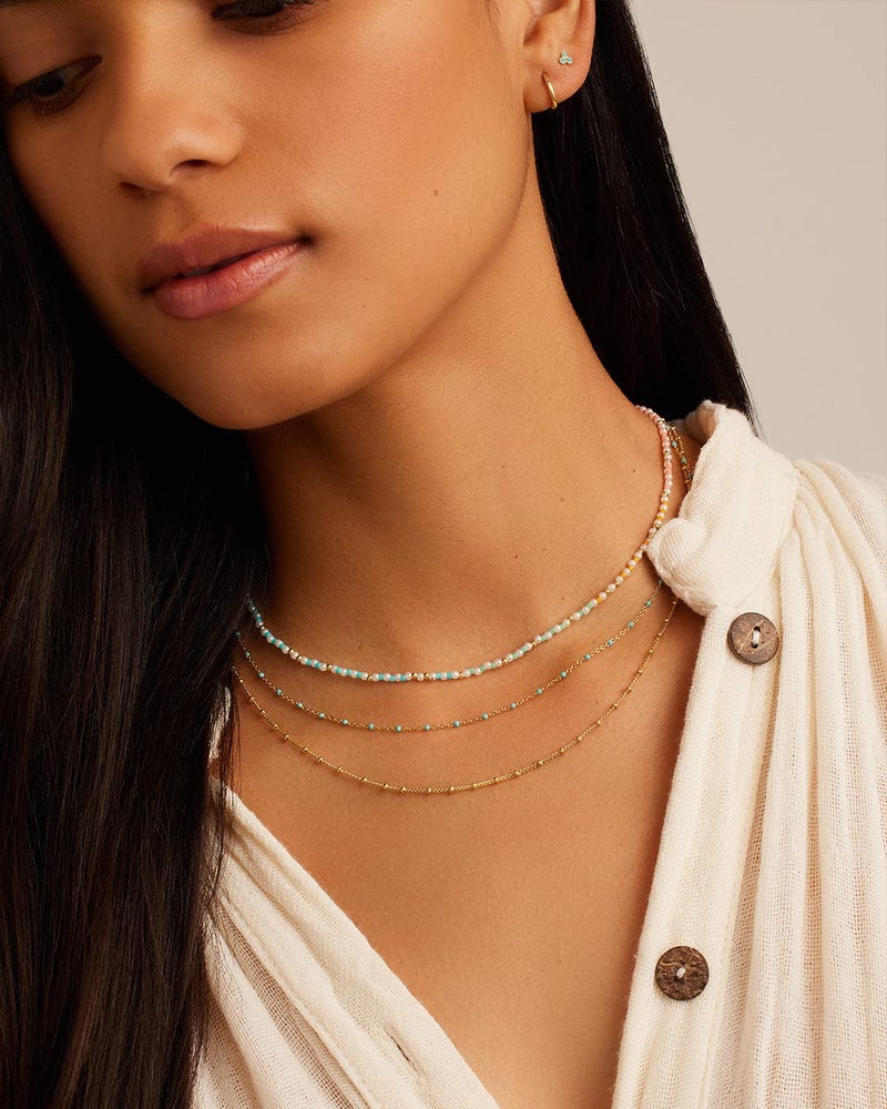 gorjana - Capri Layer Necklace - 18K Gold-Plated Brass - Vibrant Enamel Accents - Secure Spring Closure - Versatile Layered Design - Everyday Elegance - Image 4